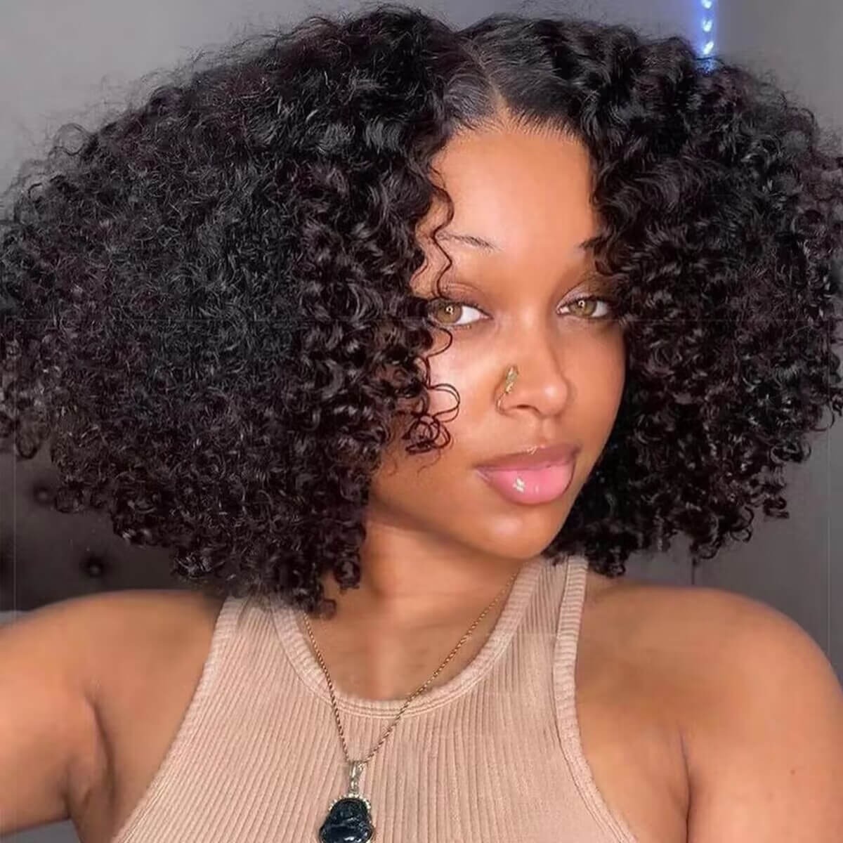 Kinky Curly 4C Edge Hairline 4×4 Closure Wig 2